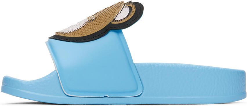 Moschino Kids Blue 3D Teddy Slides - Picture 3