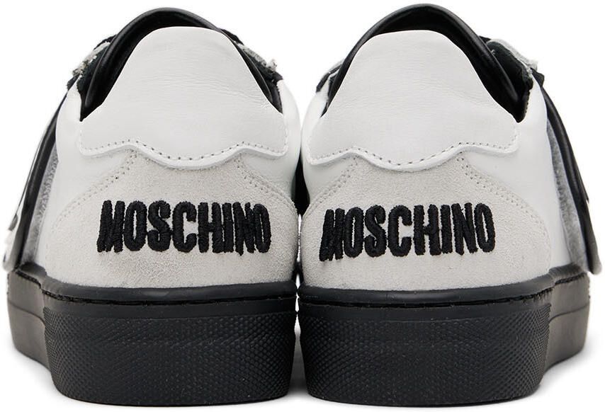 Moschino Kids White & Black Leather Sneakers