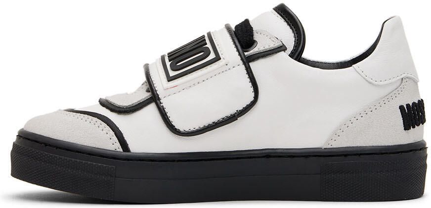 Moschino Kids White & Black Leather Sneakers - Picture 3