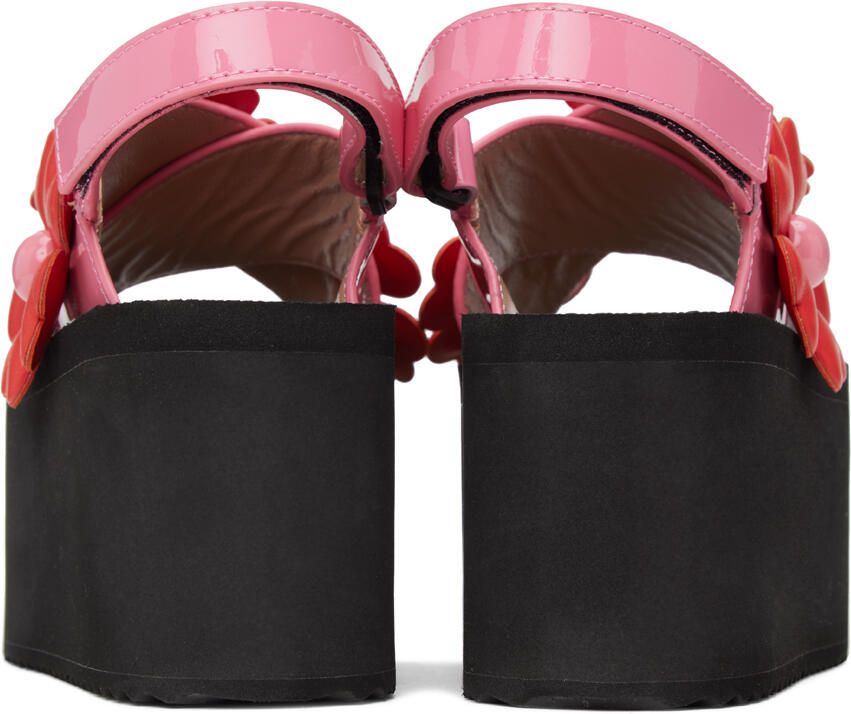 Moschino Pink & Red Heart Flower Wedge Sandals