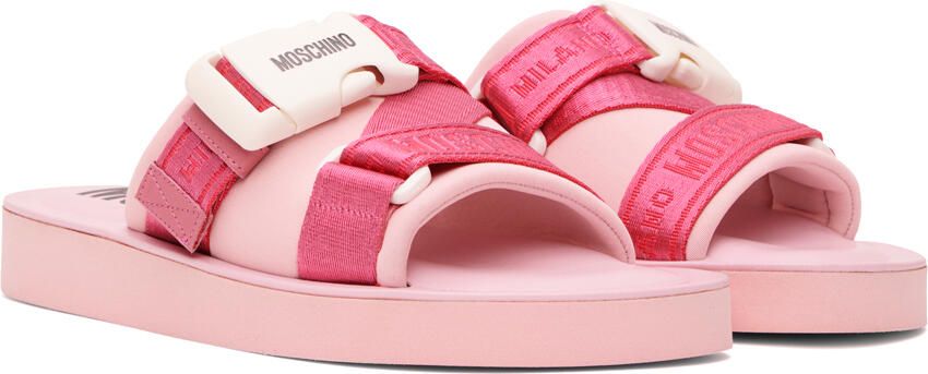 Moschino Pink Buckle Slides - Picture 2