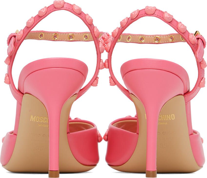 Moschino Pink Teddy Studs Heeled Sandals