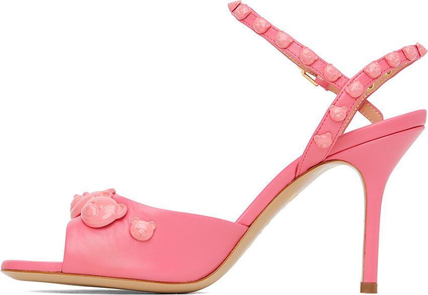 Moschino Pink Teddy Studs Heeled Sandals - Picture 2