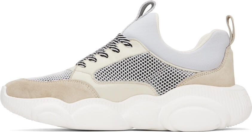 Moschino White & Beige Teddy Sneakers - Picture 3