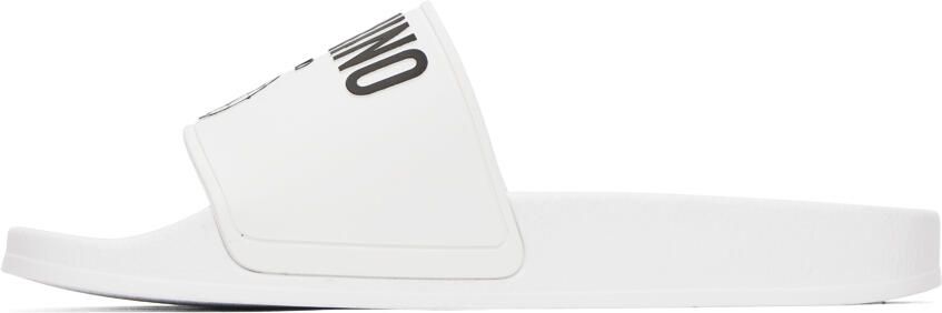 Moschino White Double Smiley Slides - Picture 4