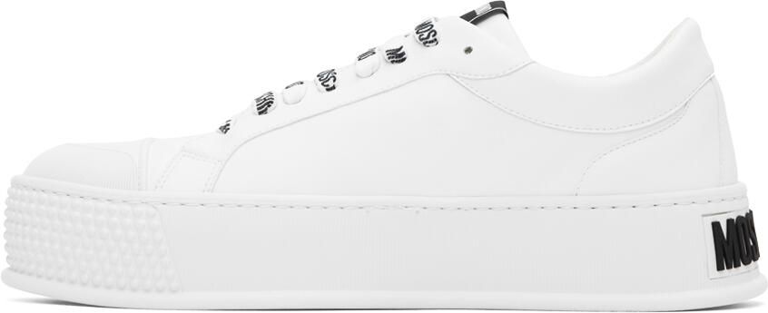 Moschino White Faux-Leather Sneakers - Picture 2