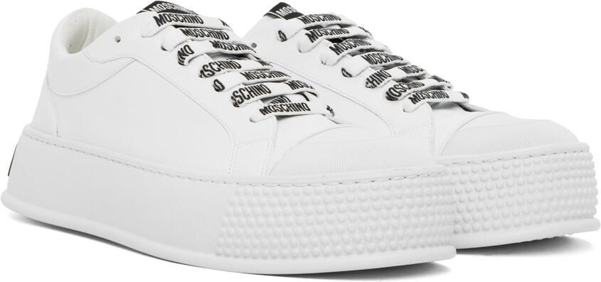 Moschino White Faux-Leather Sneakers