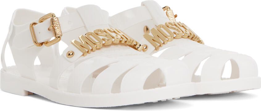 Moschino White Jelly Lettering Sandals - Picture 2