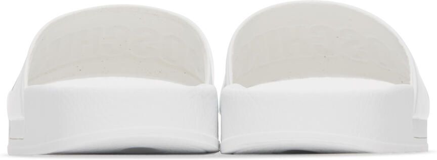 Moschino White Logo Pool Slides