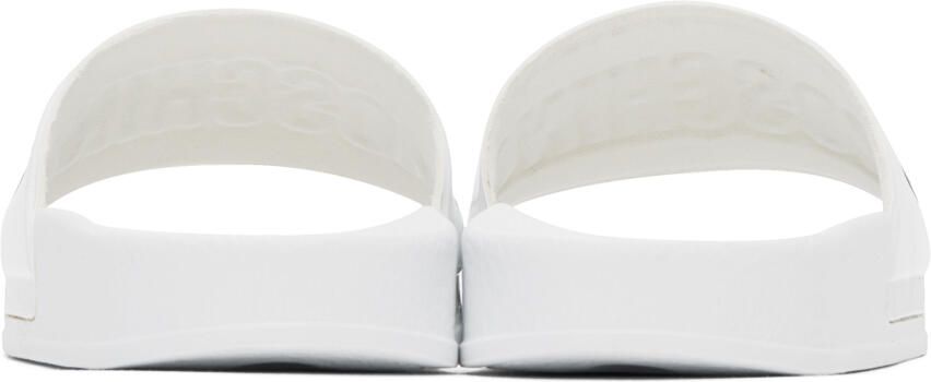 Moschino White Logo Pool Slides