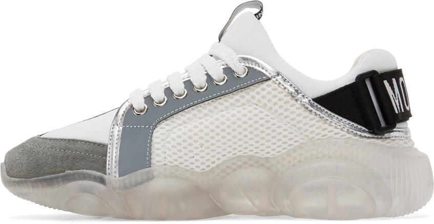 Moschino White Logo Tape Teddy Sneakers - Picture 3