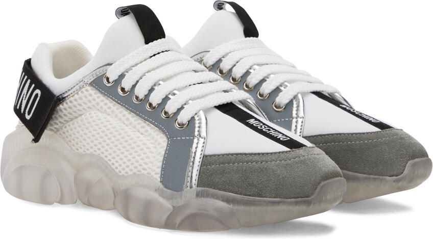 Moschino White Logo Tape Teddy Sneakers - Picture 2