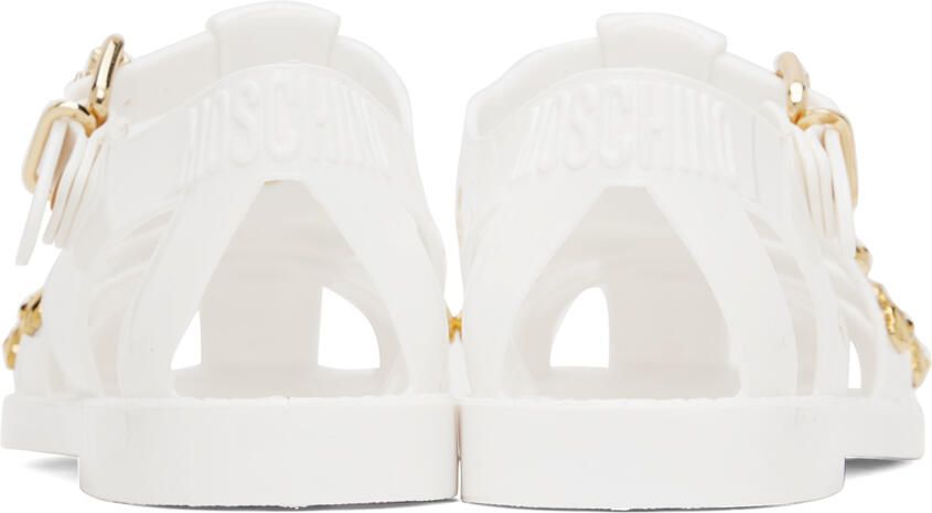 Moschino White Teddy Stud Jelly Sandals