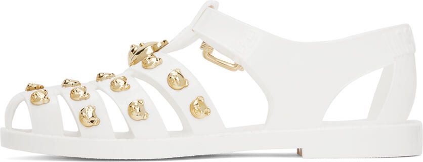 Moschino White Teddy Stud Jelly Sandals - Picture 3