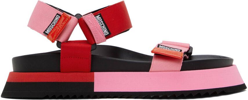 Moschino Pink & Red Logo Tape Sandals - Picture 4