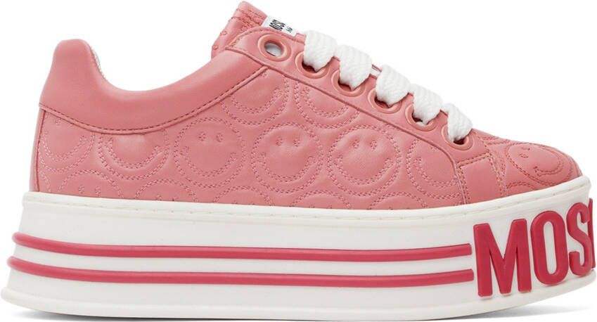 Moschino Pink Smiley Platform Sneakers