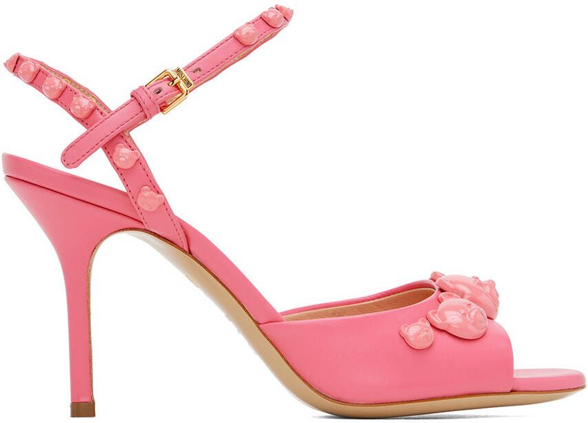 Moschino Pink Teddy Studs Heeled Sandals - Picture 5
