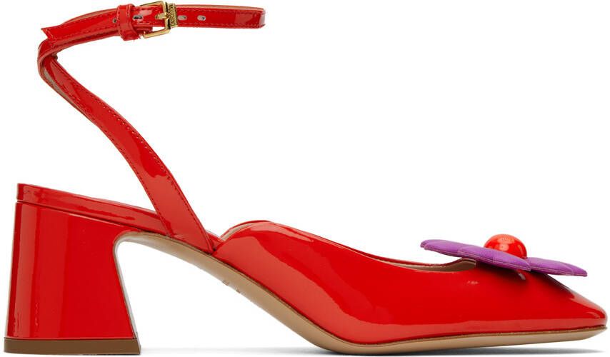 Moschino Red Heart Flower Heels - Picture 4