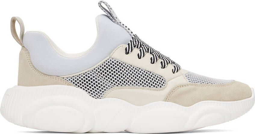 Moschino White & Beige Teddy Sneakers - Picture 5