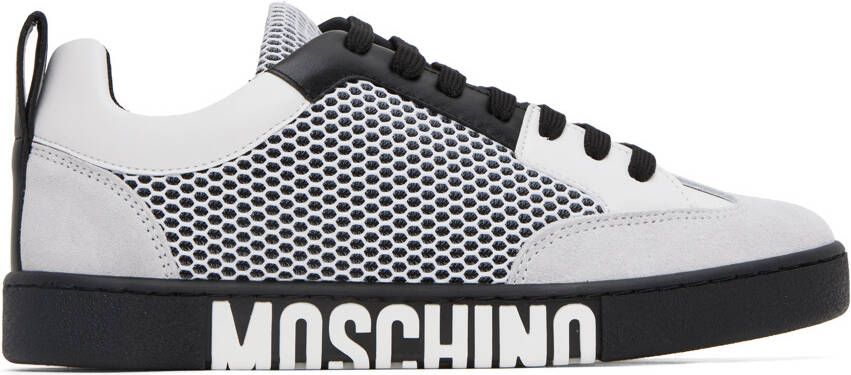 Moschino White & Black Side Logo Sneakers - Picture 5