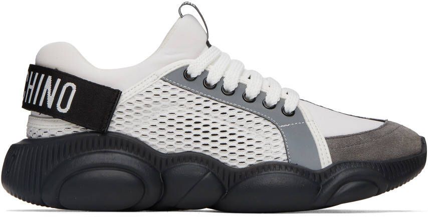 Moschino White & Gray Teddy Sneakers - Picture 5