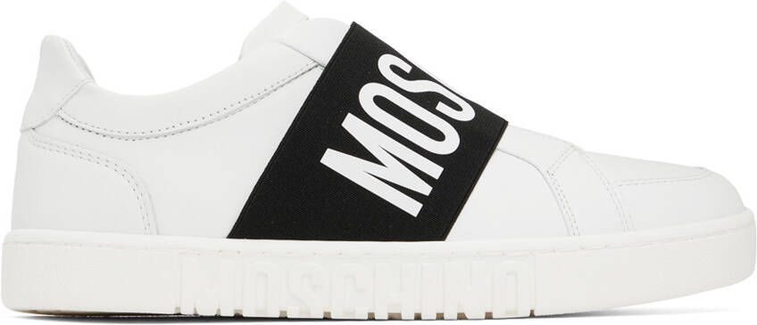 Moschino White Elastic Band Sneakers - Picture 5