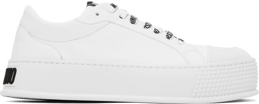 Moschino White Faux-Leather Sneakers - Picture 3