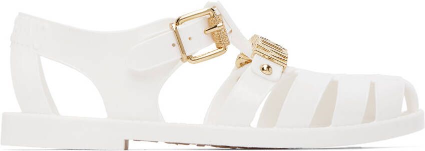 Moschino White Jelly Lettering Sandals - Picture 5