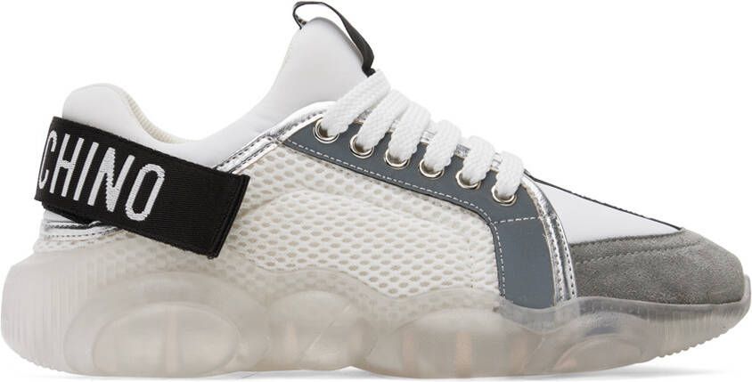 Moschino White Logo Tape Teddy Sneakers - Picture 5