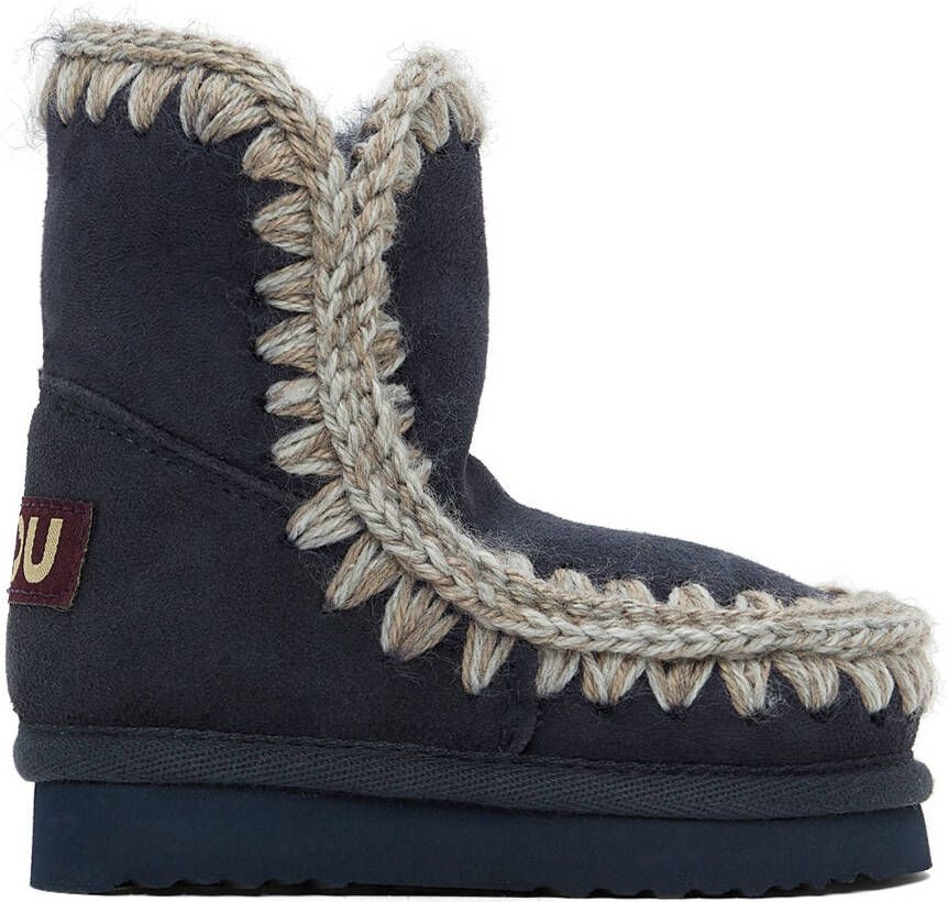 Mou Baby Navy Suede Ankle Boots - Picture 4