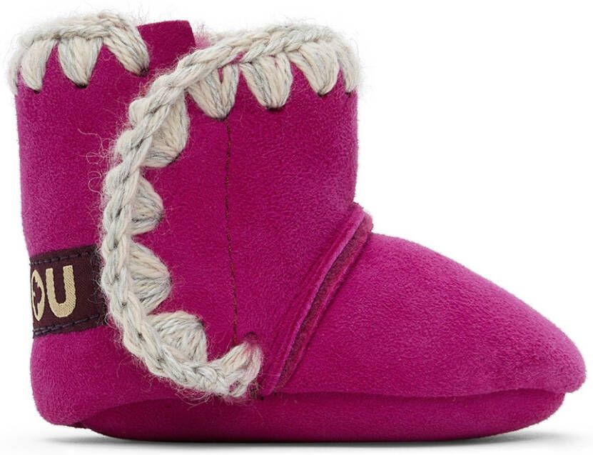 Mou Baby Pink Velcro Suede Pre-Walkers