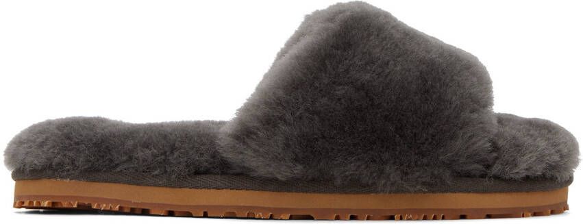 Mou Black Fur Slides