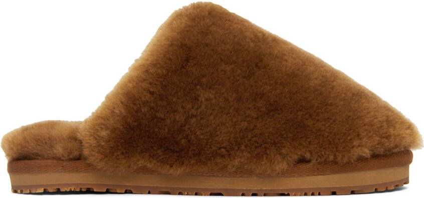 Mou Brown Sheepskin Fur Slippers - Picture 5