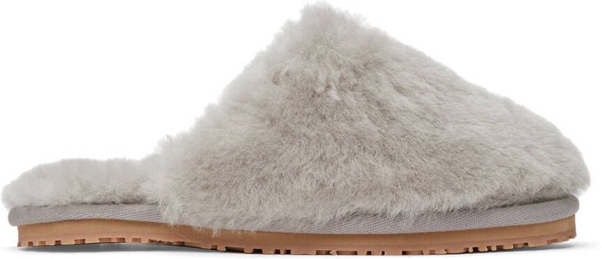 Mou Grey Closed Toe Sheepskin Slippers - Picture 5