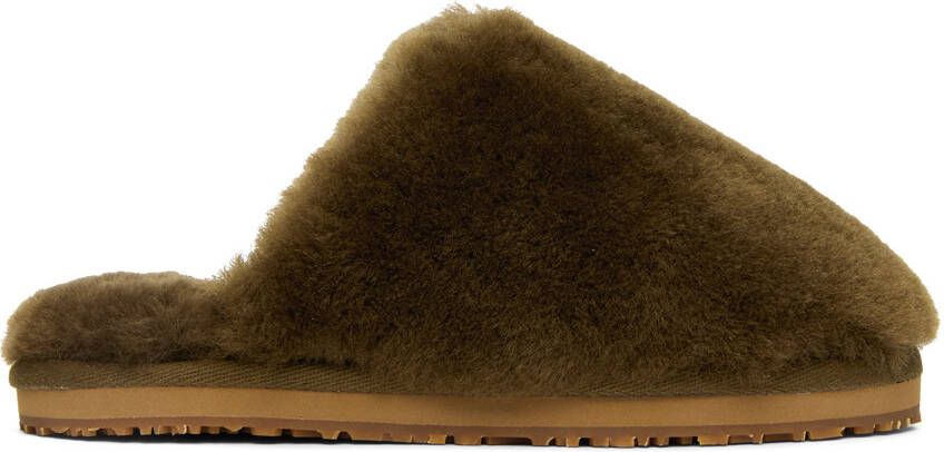 Mou Khaki Sheepskin Fur Slippers
