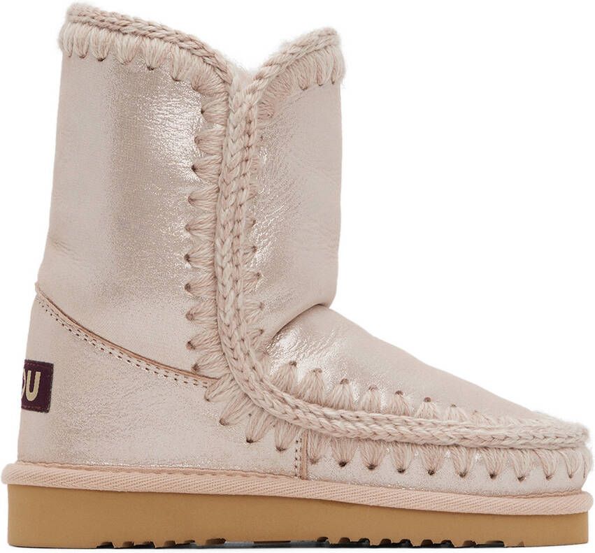 Mou Kids Beige Glitter Ankle 18 Boots