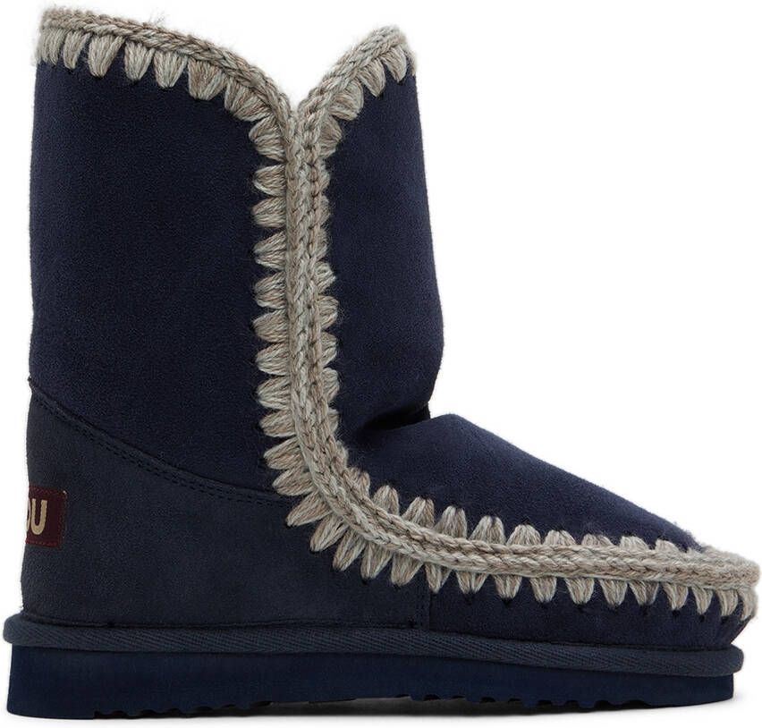 Mou Kids Navy Suede Boots - Picture 5