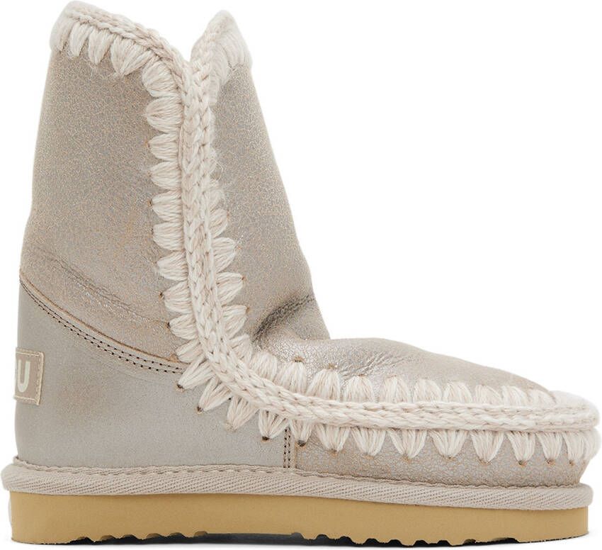 Mou Kids Silver Suede Boots - Picture 5