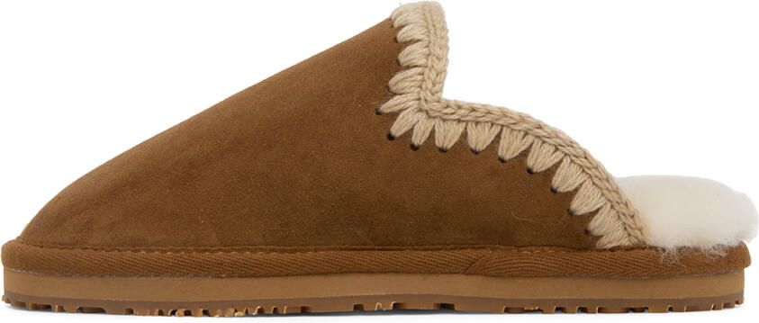 Mou Brown Full Stitch Slippers - Picture 4