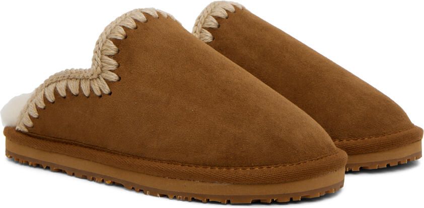 Mou Brown Full Stitch Slippers - Picture 2