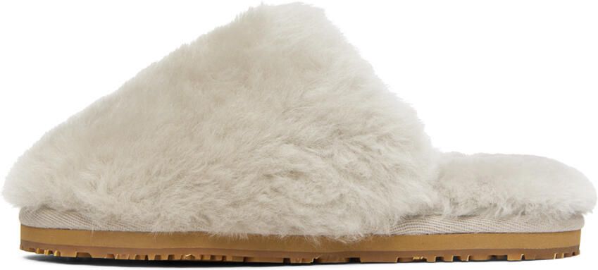 Mou Gray Sheepskin Fur Slippers - Picture 3