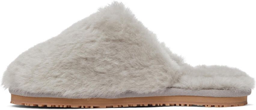 Mou Grey Closed Toe Sheepskin Slippers - Picture 4
