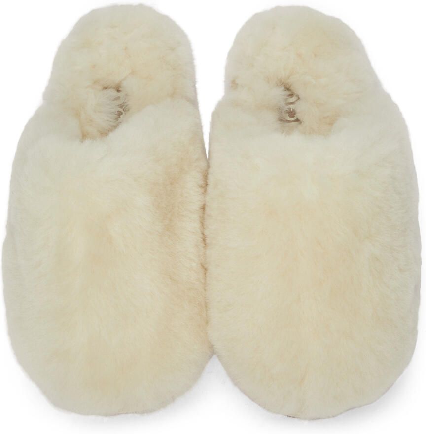Mou White Closed Toe Sheepskin Slippers