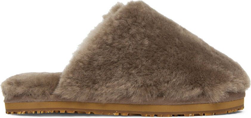 Mou Taupe Sheepskin Fur Slippers