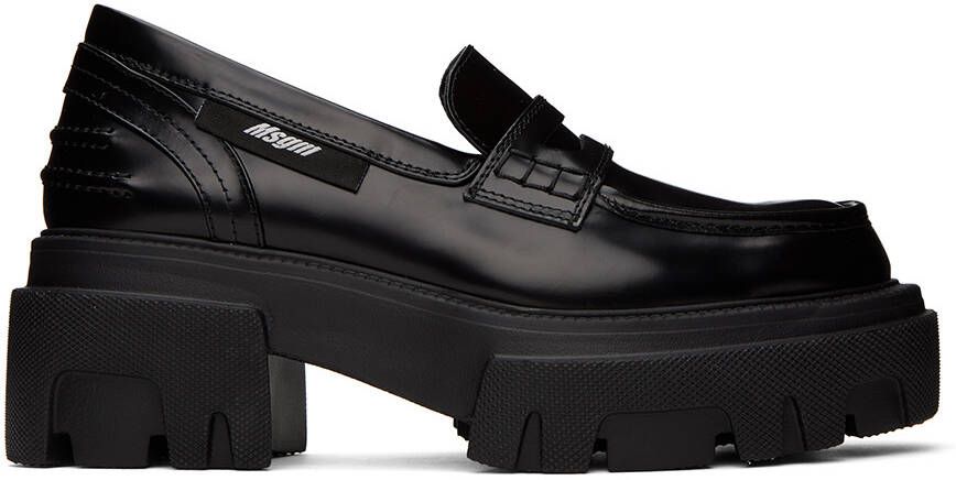 MSGM Black Leather Platform Loafers - Picture 5