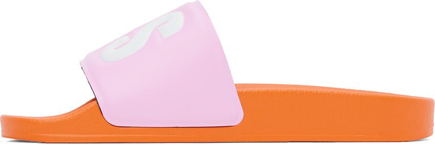 MSGM Pink & Orange Embossed Slides - Picture 4