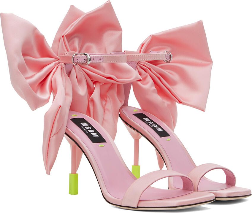 MSGM Pink Bow Heeled Sandals - Picture 2