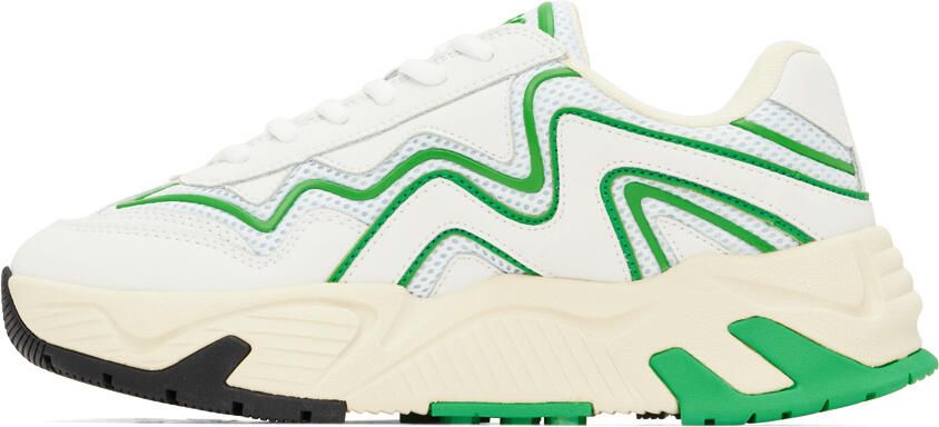 MSGM White & Green Vortex Sneakers - Picture 3