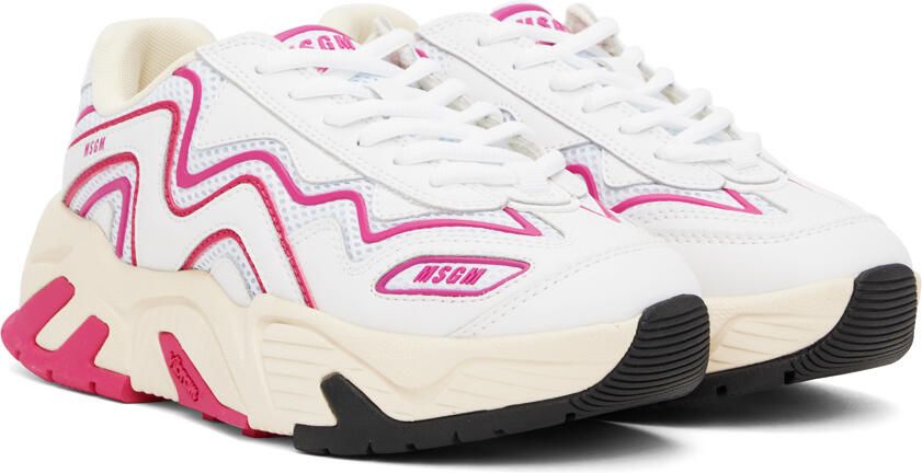 MSGM White & Pink Vortex Sneakers - Picture 2