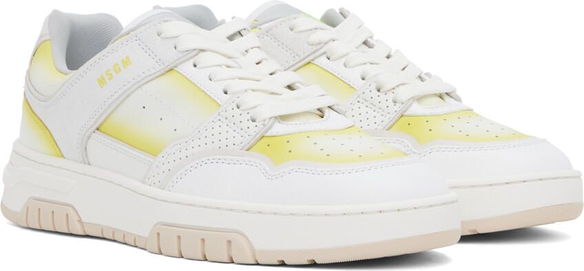 MSGM White & Yellow Scrapa UOMO Sneakers - Picture 2